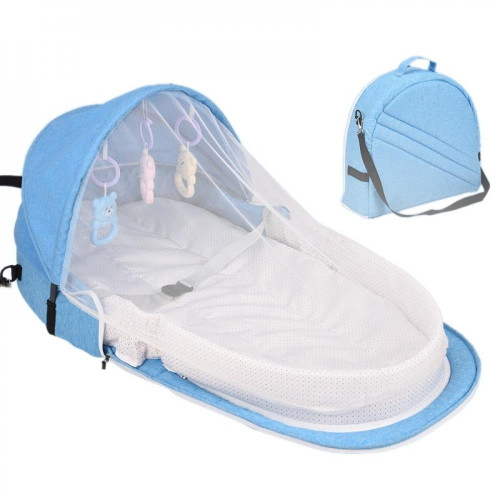 Factory Price! Portable Crib, Multifunction Travel Foldable Bed , Stylish And Waterproof , Sun Protection Mosquito Net Breathable Infant Sleeping Basket With Toys
