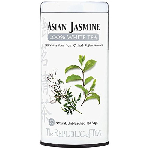 The Republic Of Tea - Asian Jasmine White Tea, 50 Tea Bags, Tin | China White Tea | Low Caffeine