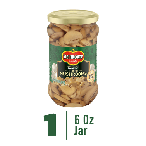 Del Monte Mushroom Slices, Jarred Vegetables Jar, 6 Oz