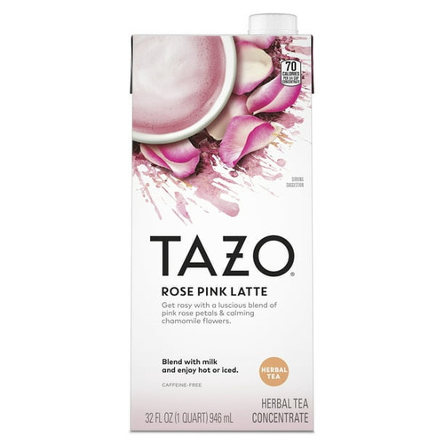 Tazo Caffeine-free Rose Pink Latte Herbal Tea Concentrate Hot Or Iced Tea Beverage -- 32 Pack Of 2