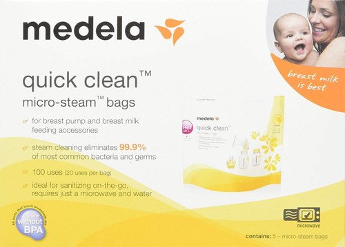 Medela Quick Clean Micro-steam Bags Economy Pack Of 4 Retail Boxes (20 Bags Total)