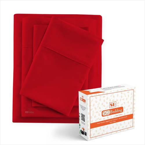 Sgi Bedding Twin Xl Size Blood Red 4pc Sheet Set 15" Deep Microfiber Made