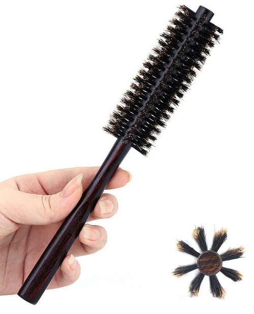 Perfehair Small Round Boar Bristle Brush For Men & Women's Thin, Short Hair & Beard