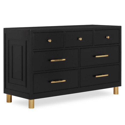 Evolur Loft Double Dresser/6 Drawers/modern Style In Black