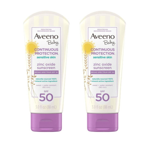 Natural Baby Sunscreen Spf 50 Lotion With Zinc Oxide | Sweat & Waterproof Sunscreen For Swimming Sun Protection As Daily Sunscreen For Face And Body | Baby Lotion Spf 3 Oz Per Pack, Pack Of 2