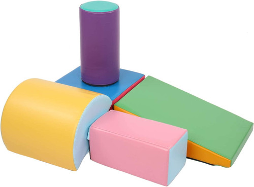 Joymor Soft Foam Climber 5-piece Sets Crawl And Climb Foam With Slide Ramp,multicolor