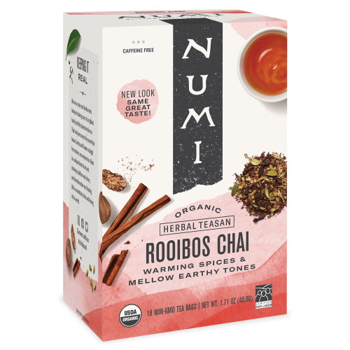 Numi Organic Tea, Rooibos Chai, Tea Bags, 18 Ct
