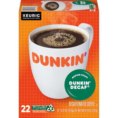 Dunkin’ Decaf Medium Roast Coffee, 22 K-cup Pods For Keurig Coffee Makers