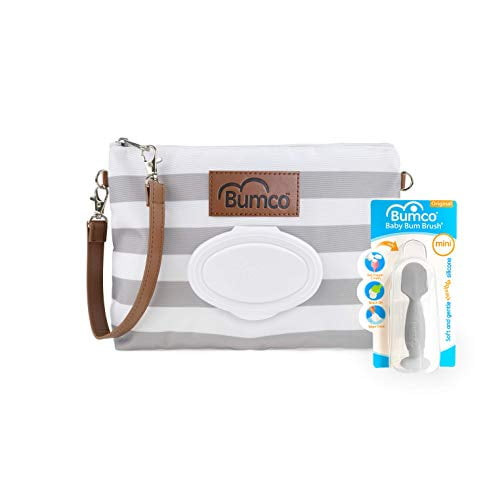 Diaper Clutch Bag And Mini Rash Cream Applicator With Travel Case, Soft Flexible Silicone - Water Resistant; Lightweight; Refillable Wipes Dispenser; Portable Changing Kit (gray + Gray)