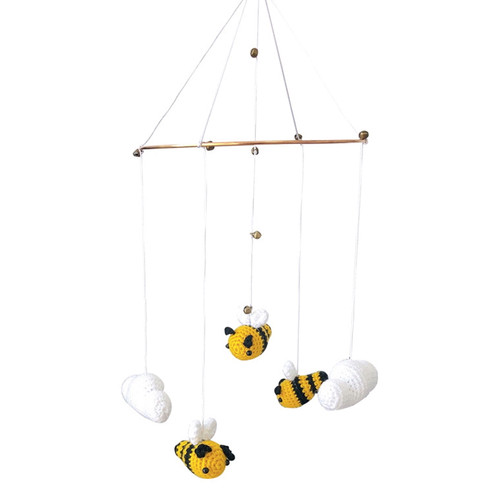 Dolked Bed Bell Bee Mobile Wind Chime ，baby Bed Mobile Baby Wood With Felt Balls Bed Chime ，for Baby Toy，room Decor