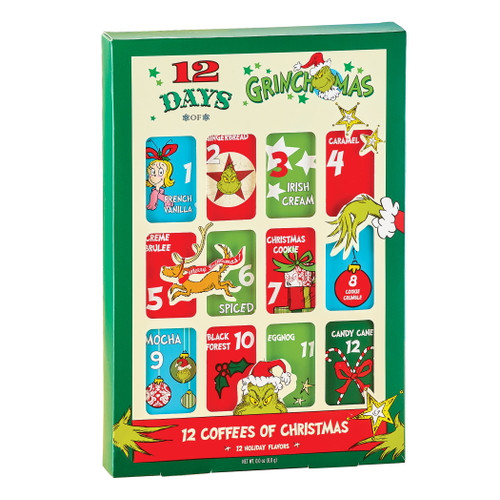 Collections Etc 12 Coffees Of Grinchmas - Set Of 12 Christmas Coffee Packets