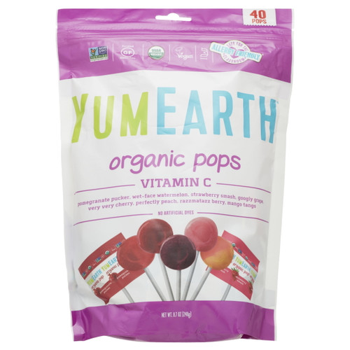 Yum Earth Organic Vitamin C Lollipops, 8.7 Oz, 40 Count Packet