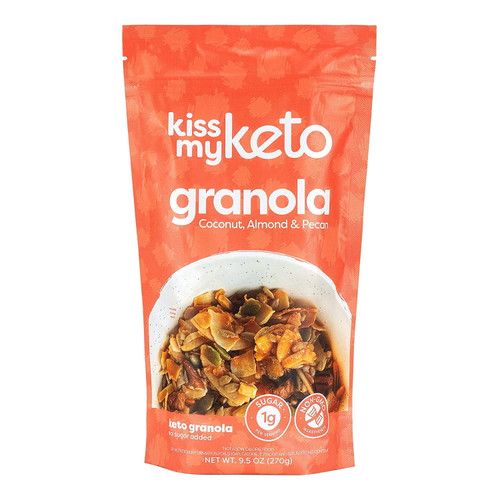 Kiss My Keto Granola — Coconut, Almond & Pecan Low Carb Granola | Gluten Free Granola Cereal | No Added Sugars, Grain Free, Soy Free, Non-gmo Healthy Snack, Keto Breakfast Cereal (1 Pack)