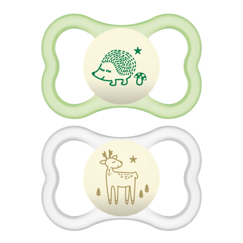 Mam Air Night Pacifier, 6+ Months, Unisex, 2 Pack