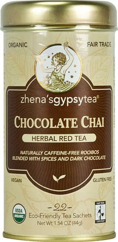 Zhenas Gypsy Tea Chocolate Chai Herbal Red Tea - Caffeine Free - 22 Bags