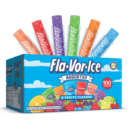 Fla-vor-ice Assorted Fruit Ice Pops, 1.5 Oz, 100 Ct