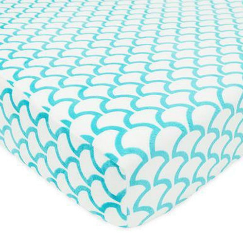 American Baby Co. Soft Chenille Polyester Crib Sheet, Aqua Sea Waves