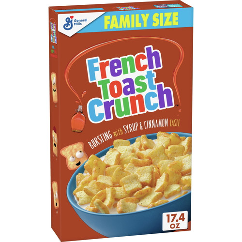 French Toast Crunch Sweetened Breakfast Cereal, 17.4 Oz Family Size Cereal Box