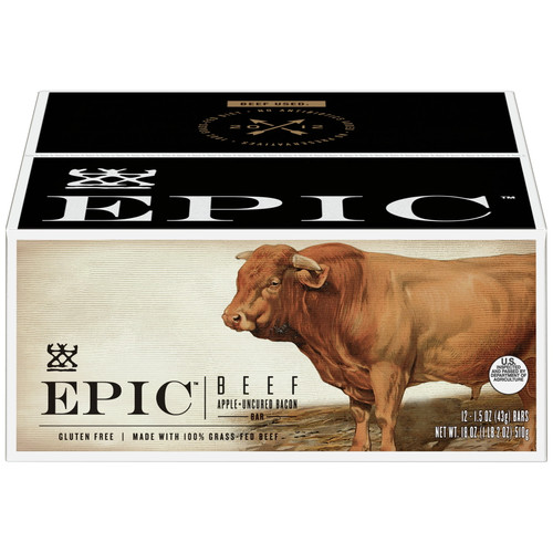 (12 Count) Epic Meat Bar, Beef, Apple & Uncured Bacon, 1.5oz