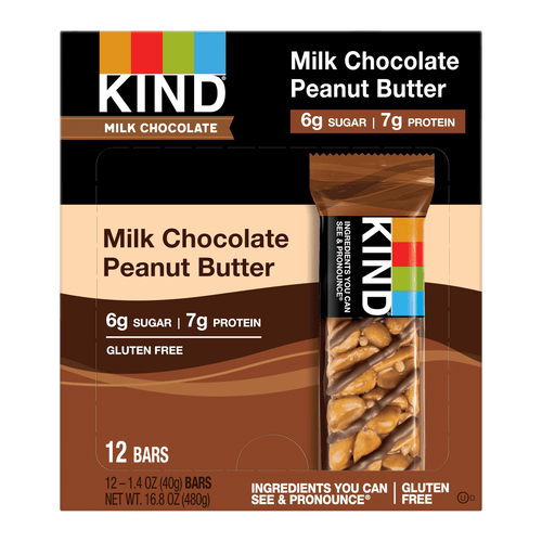 Kind Bars, Milk Chocolate Peanut Butter, Gluten Free, 1.4 Oz, 12 Snack Bars
