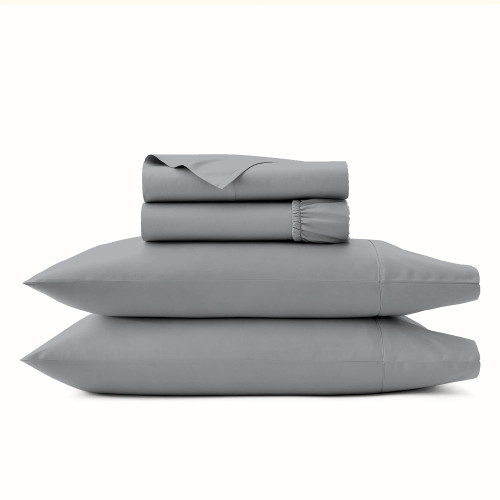 Aireolux 1000 Thread Count Egyptian Cotton Sateen Sheet Set, Full, Soft Silver (4 Pieces)