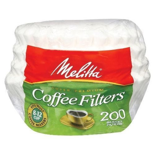 Melitta 8-12 Cup Basket Coffee Filters Paper White, 200 Count, 2 Pack