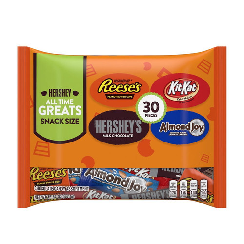 Hershey, All Time Greats Chocolate Assortment Snack Size Candy, 15.57 Oz, Variety Bag (30 Pieces)