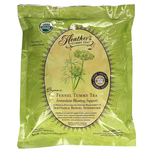 Tummy Teas, Organic Fennel Tea, Caffeine Free, 16 Oz (453 G), Heather's Tummy Care