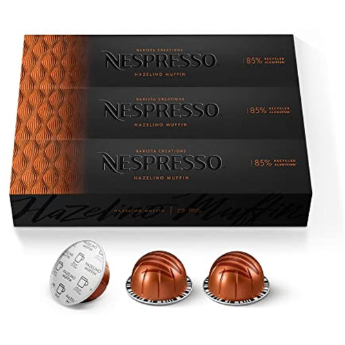 Nespresso Capsules Vertuoline, Hazelino Muffin, Mild Roast Coffee, 30 Count Coffee Pods, Brews 7.77 Ounce