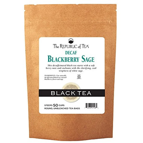 The Republic Of Tea Decaf Blackberry Sage Black Tea, 50 Tea Bags, Herbal Tea For Wisdom
