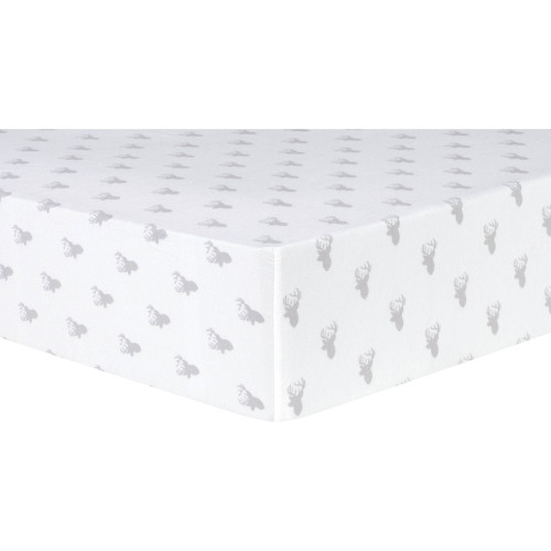 Gray Stag Silhouettes Deluxe Flannel Fitted Crib Sheet