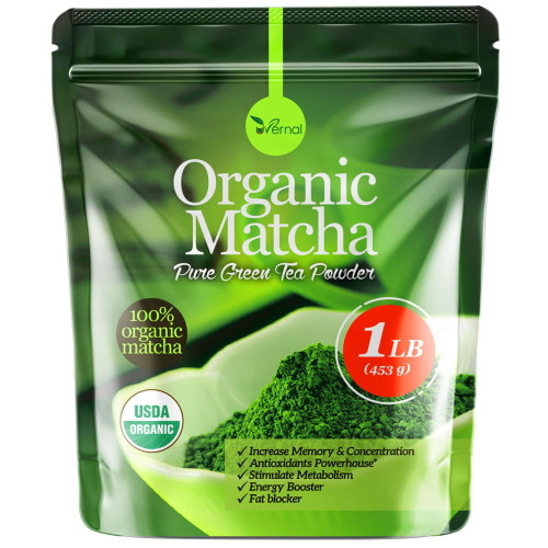 Uvernal Matcha Green Tea Powder -100% Pure Matcha For Smoothies And Baking - 1 Lb