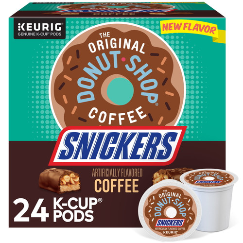 The Original Donut Shop Snickers Coffee, Keurig Single Serve K-cup Pods, Flavored Coffee, 24 Count