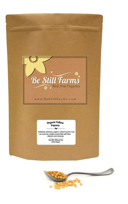 Be Still Farms Organic Yellow Popcorn (5 Lbs) Organic Popcorn Kernels Non Gmo - Low Carb Popcorn - Popcorn Kernels For Hot Air Popper - Ideal For Large Kernel Popcorn | Vegan Popcorn | Low Carb Snack