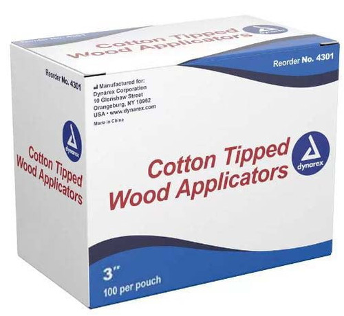 Dynarex Cotton Tipped Applicators, 3" Non-sterile Wood Applicator With Absorbent Cotton Tip - 200 Pieces - Ms-50330