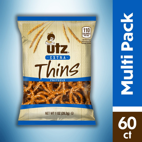 60 Ct Vending Services Pack 1 Oz Utz Extra Thins Pretzels