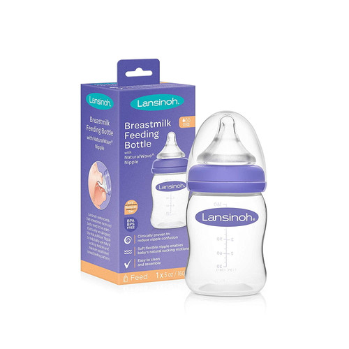 Lansinoh Momma Breastmilk Feeding Bottle With Naturalwave Slow Flow Nipple 5 Oz. (pack Of 2)