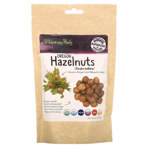 Oregon Hazelnuts - Organic, Unsalted, 8 Oz (226 G), Wilderness Poets