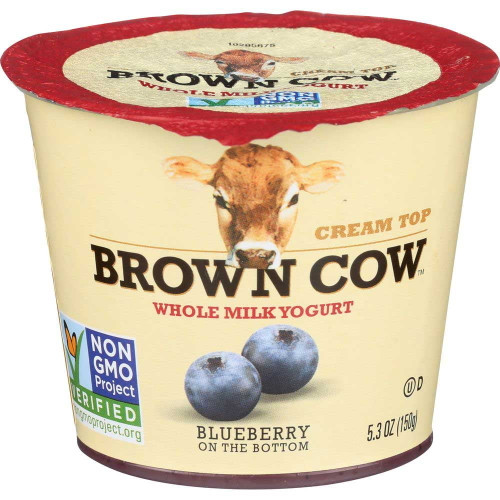 Brown Cow Blueberry Whole Milk Cream Top Yogurt, 5.3 Ounce -- 12 Per Case.