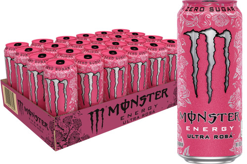 (24 Cans) Monster Ultra Rosa, Sugar Free Energy Drink, 16 Fl Oz
