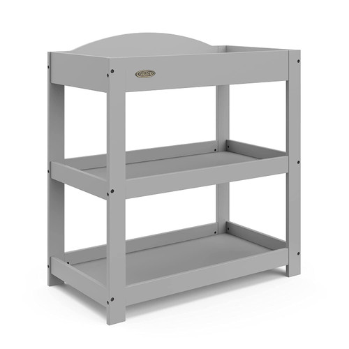 Guvsoets Customizable Changing Table With Water-resistant Changing Pad (pebble Gray) - Greenguard Gold Certified, Customizable Modern Flat Or Classic Arched Headboard, Changing Pad Included