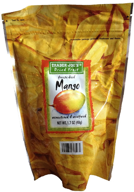 Trader Joe's Freeze Dried Mango Unsweetened & Unsulfured 1.7oz Per Pack. Fresh