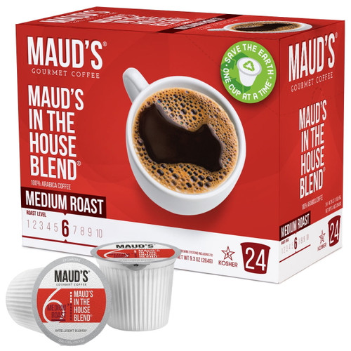 Maud's Medium Dark Roast Coffee (in The House Blend), 24ct. Solar Energy Produced Recyclable Single Serve Medium Dark Roast Coffee Pods – 100% Arabica Coffee California Roasted, Kcup Compatible