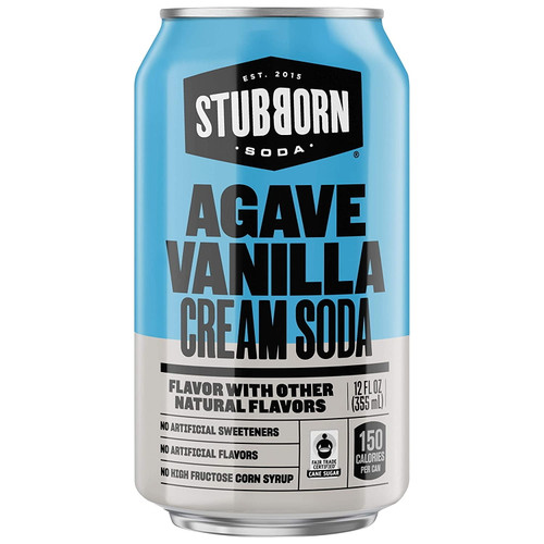 Stubborn Soda Agave Vanilla Cream Soda Pop, 12 Fl Oz, 12 Pack Cans