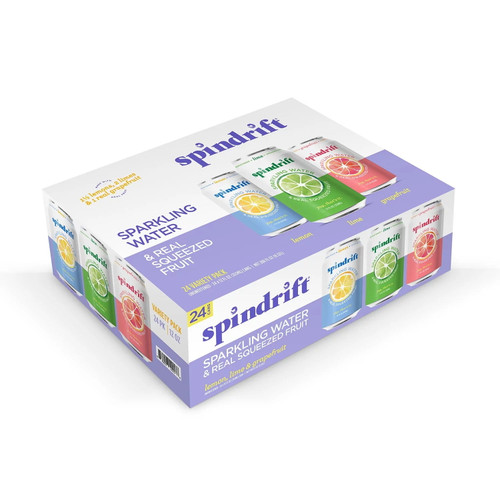 Spindrift Sparkling Water With Real Squeezed Fruit Variety, 12 Fl Oz (24 Pack)