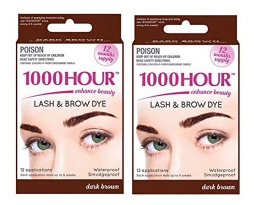 Combo Pack! 1000 Hour Eyelash & Brow Dye / Tint Kit Permanent Mascara (dark Brown & Dark Brown)