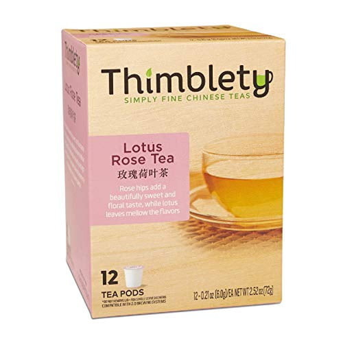Lotus Rose Tea - Thimblety Lotus Rose Tea For K Cups, Chinese Lotus Rose Tea Good For Wellness &&nbsp;relief Support(12 Pods)