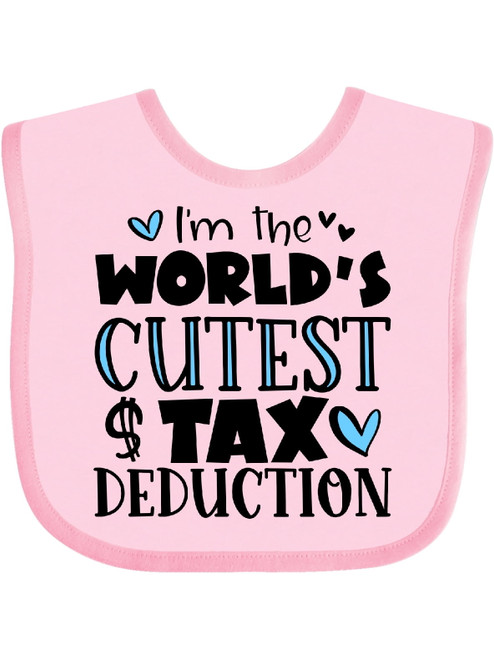 Inktastic I'm The World's Cutest Tax Deduction Blue Hearts Gift Baby Boy Or Baby Girl Bib
