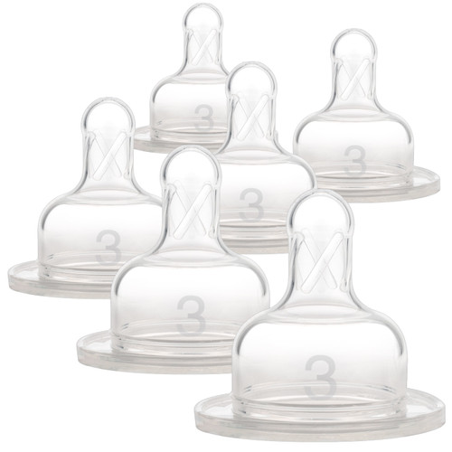 Dr. Brown's Natural Flow Wide-neck Baby Bottle Nipple - Level 3, Medium-fast Flow - 6-pack - 6m+