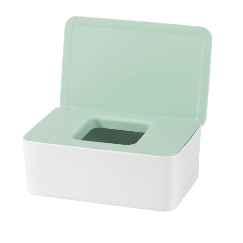 Tissue Box With Lid Baby Wipes Dispenser Pouch For Napkin Wet Wipe Storage Box (事业1部-销售2部 Yueu_uk) For Napkin For Home Car With Lid Baby Wipes Dispenser Pouch Wet Wipe  Green White